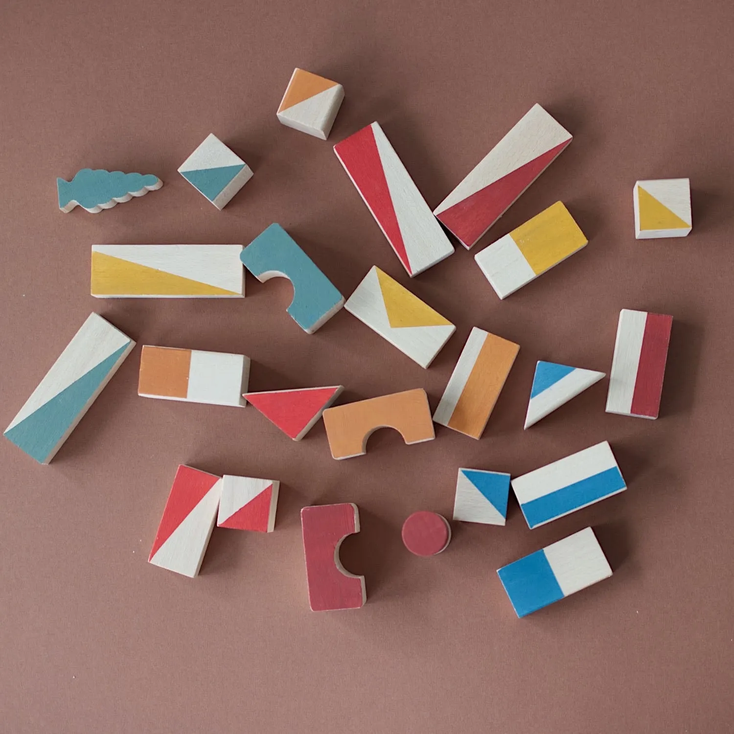 Wooden building blocks - Earthy colours