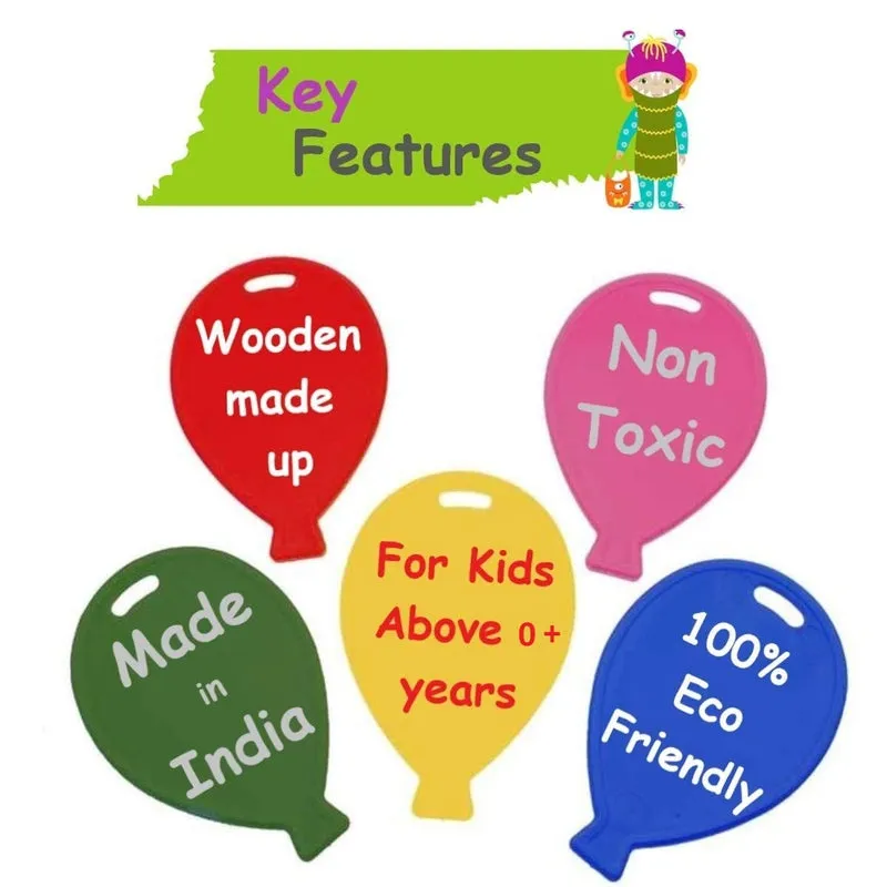 Wooden Rattles Toys for Baby - Set of 4 pcs - Multicolor